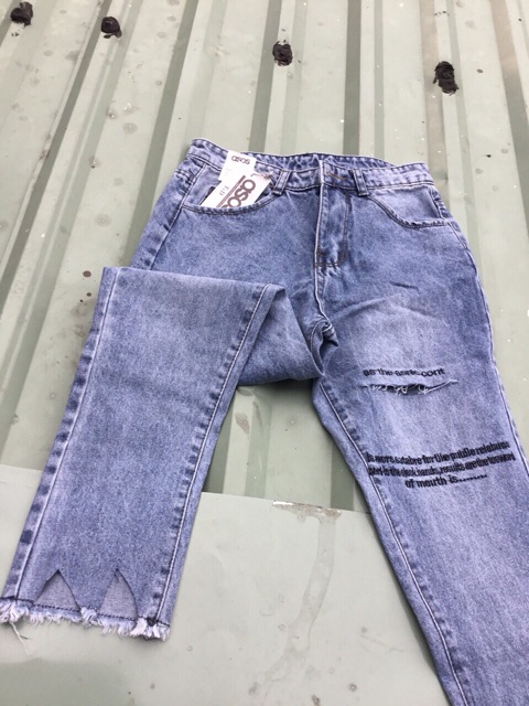 ⚡️Quần Jeans Rách Lai Hoạ Tiết - 3076