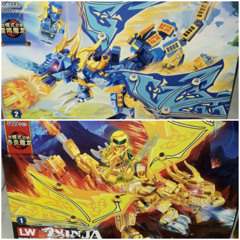 Lắp ráp 1 hộp Ninjago cưỡi Rồng 1045 có trên 300 chi tiết bằng nhựa ABS rất đẹp