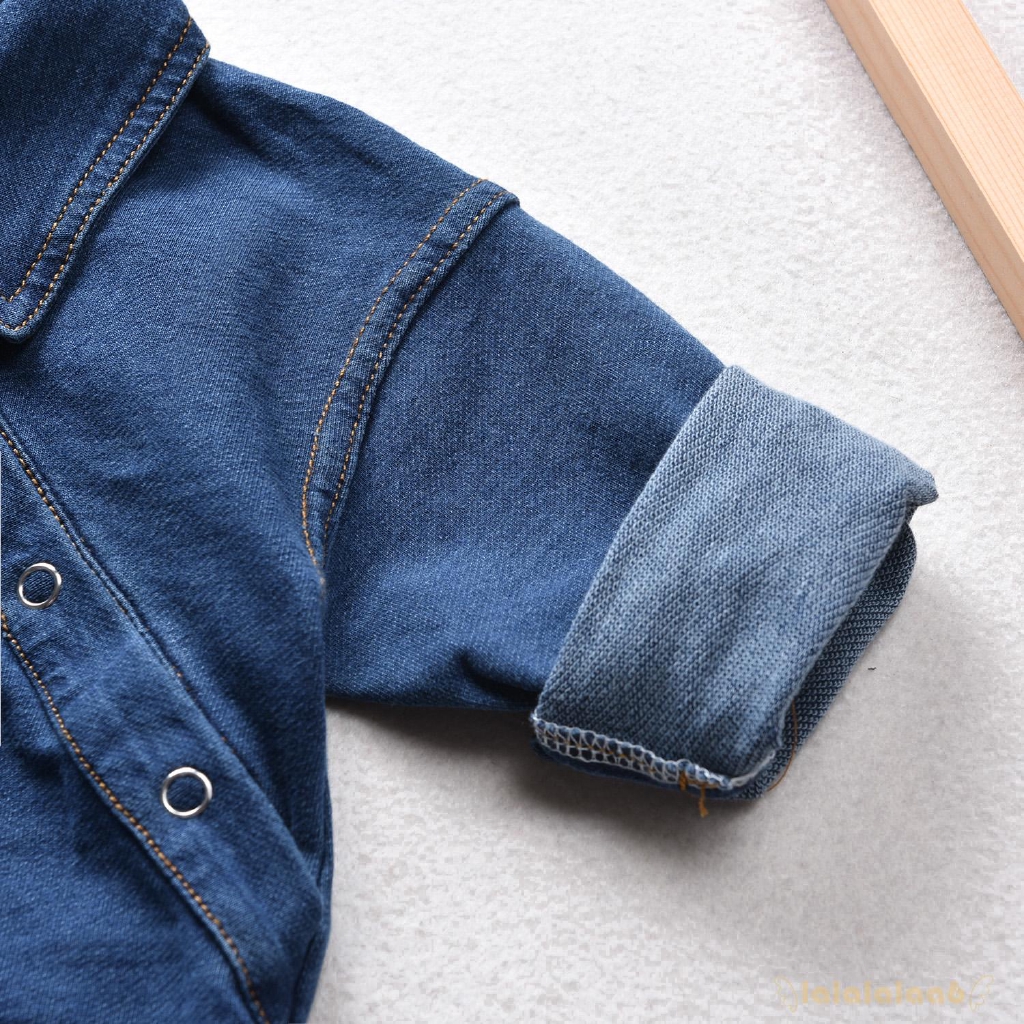 Áo liền quần denim tay dài cho bé