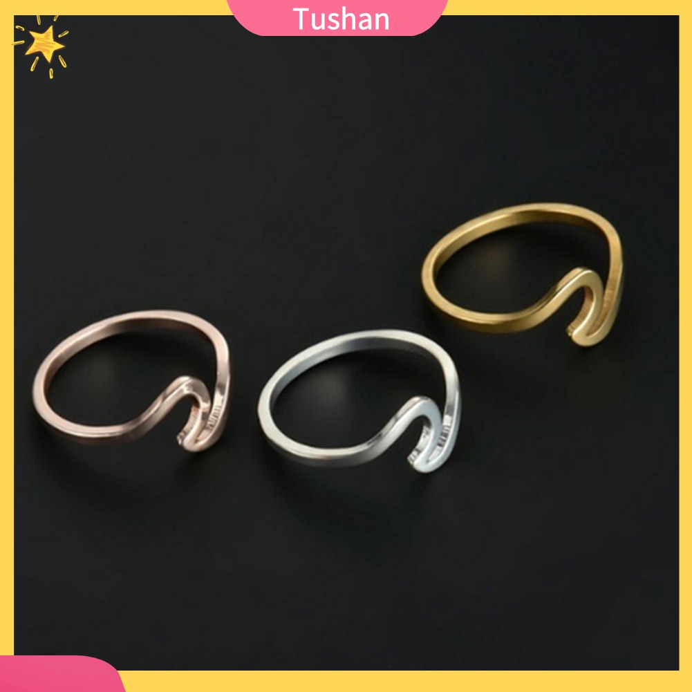 Chiếc nhẫn trang trí họa tiết con sóng độc đáo thời trang cho nữ