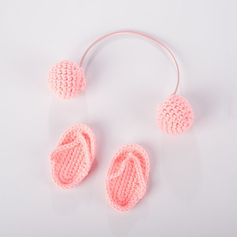 Set 2 Chiếc Dép Đan Len Mini Dùng Làm Phụ Kiện Chụp Ảnh Cho Bé Sơ Sinh