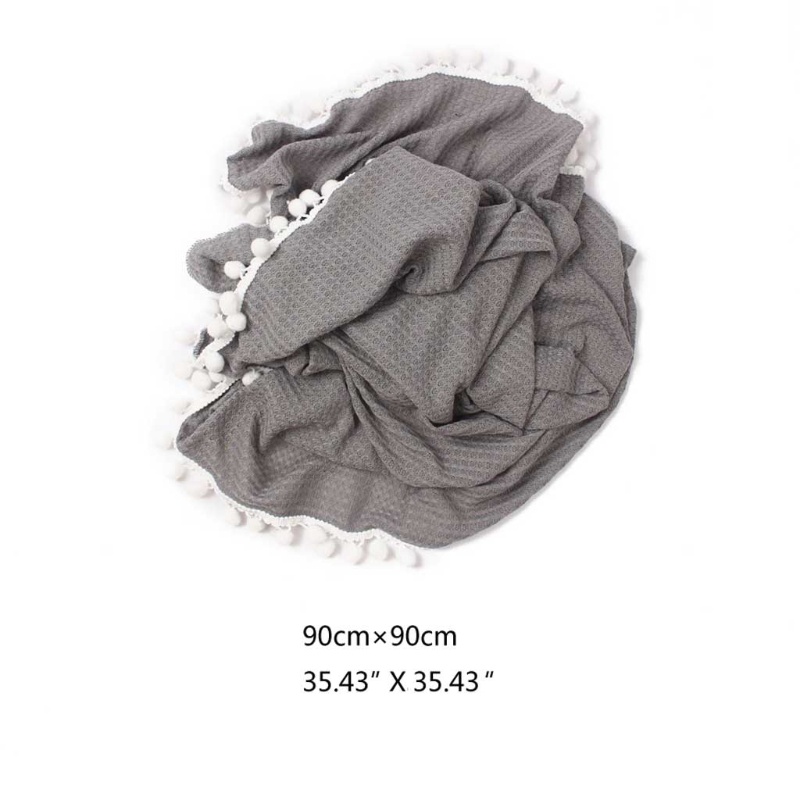 Chăn Quấn Em Bé Bằng Cotton Mềm Mại Phối Tua Rua Và Quả Bông Dùng Làm Đạo Cụ Chụp Ảnh