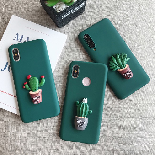 Huawei GR5 Y7 2017 Y5 Y6 Y9 Y7 Prime 2018 Y5 Y6 Y7 Y9 Prime 2019 Mate 20 30 Pro Soft TPU Phone Case Cartoon 3D Cactus Soft TPU Full Cover Back Cases