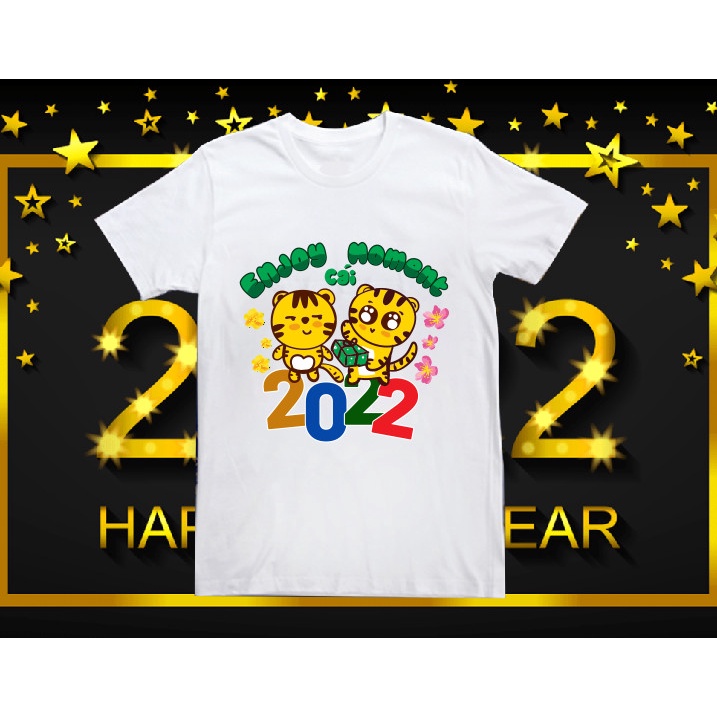 Áo thun Tết enjoy moment cái 2022 tuyệt đẹp , hàng thiết kế in nét y hình