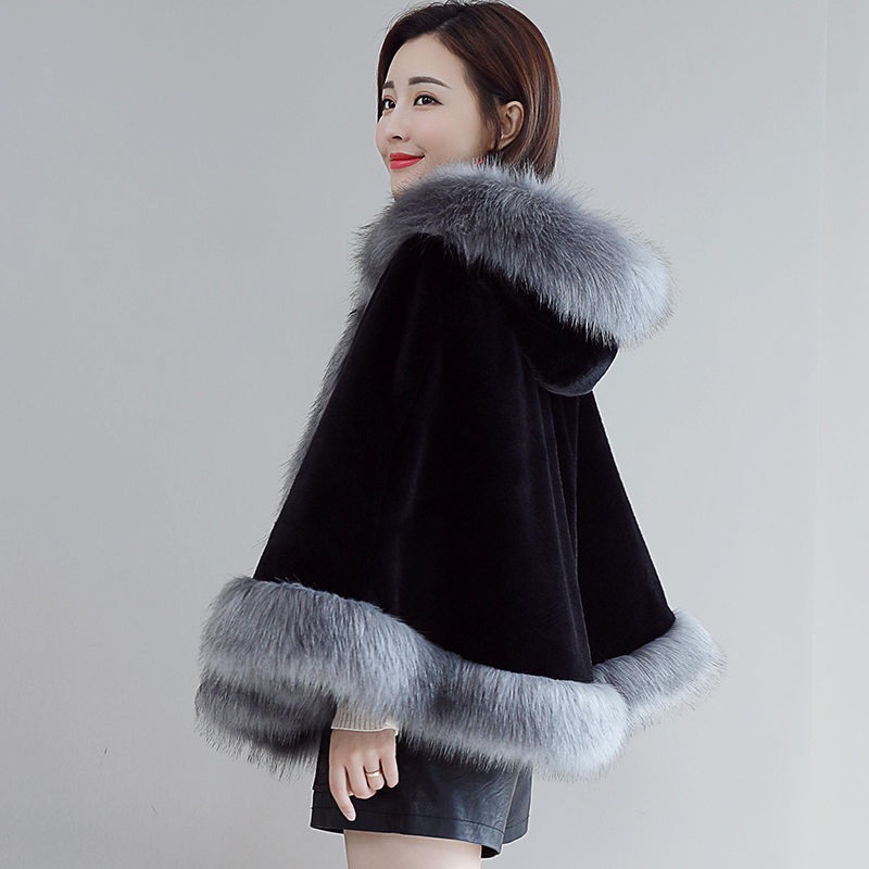 Áo khoác lông cừu sang trọng nước cừu lông cừu ngắn mỏng phù hợp khăn choàng lông thú áo choàng thời trang mới
