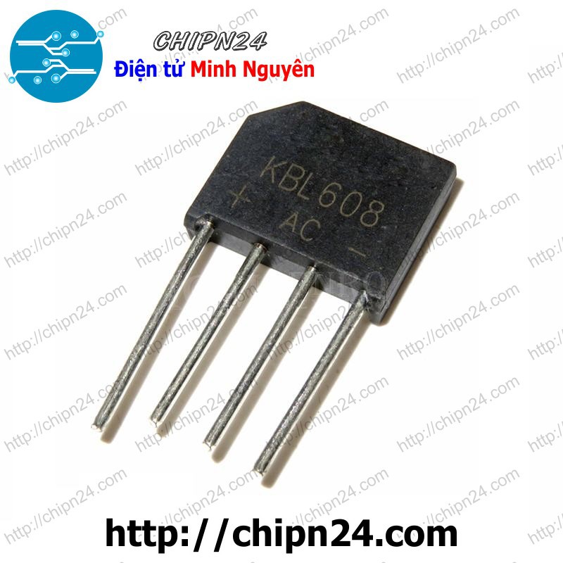 [2 CON] Cầu Diode KBL608 6A 800V (6A dẹt)