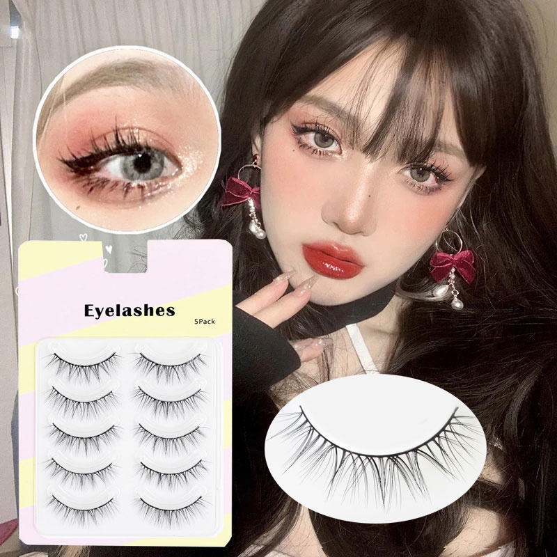 Bộ 5 Cặp Lông Mi Giả Cong Dài Tự Nhiên Trang Điểm Mắt To Hàng Ngày