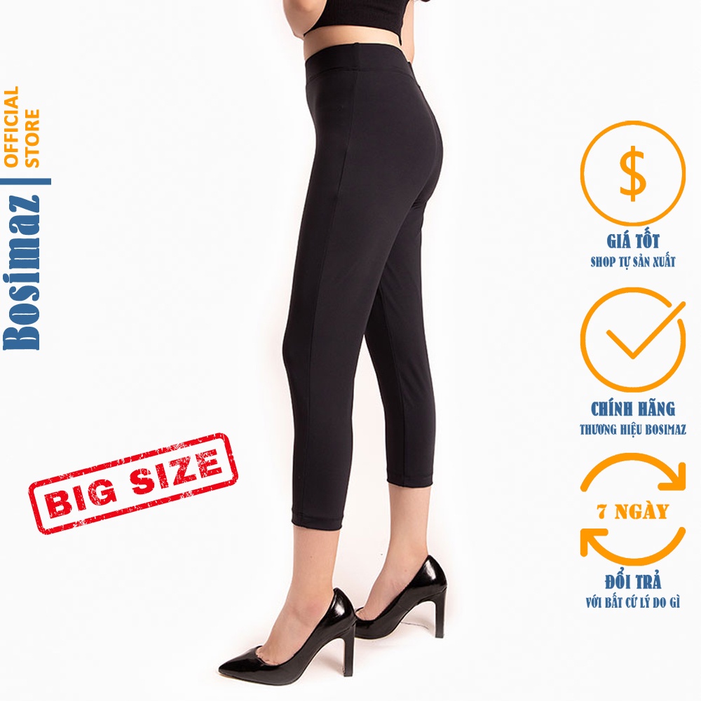 Quần Legging Nữ Bigsize Bosimaz BS311 lửng không túi màu đen cao cấp, thun co giãn 4 chiều, vải đẹp dày, thoáng mát.