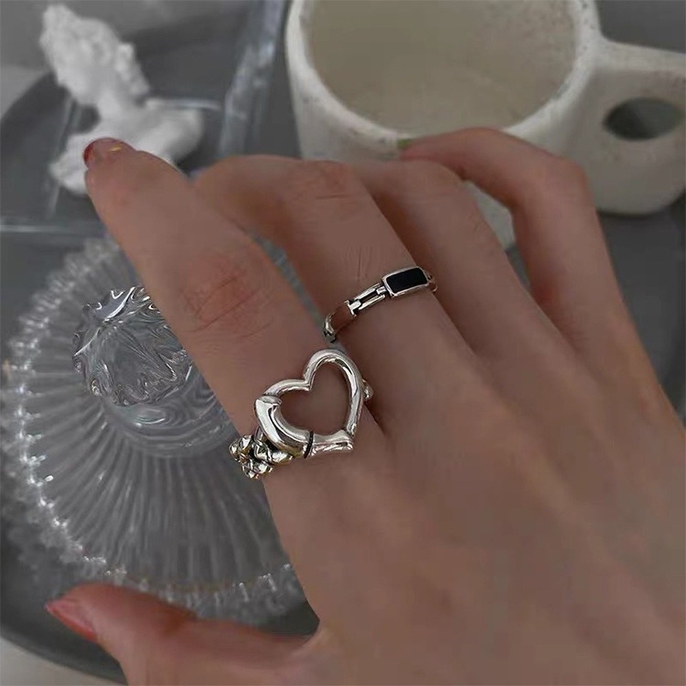 Nhẫn Đeo Khớp Ngón Tay Hình Trái Tim Rỗng Đơn Giản Phong Cách Hàn Quốc Thời Trang Cho Nữ