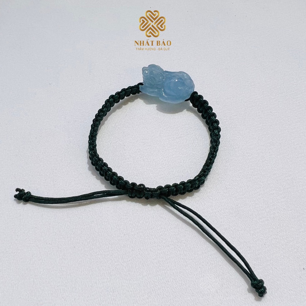 Vòng Tay Chỉ Thắt Thủ Công Tỳ Hưu Aquamarine - Nhất Bảo Trầm Hương & Đá Phong Thủy