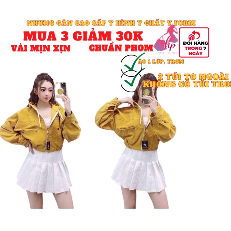 Áo Khoác Lửng Cao Cấp Nhung gân Tăm Thời Tramg 2020- Hàng Có Sẵn-Ảnh Thật Kèm Video-AK15
