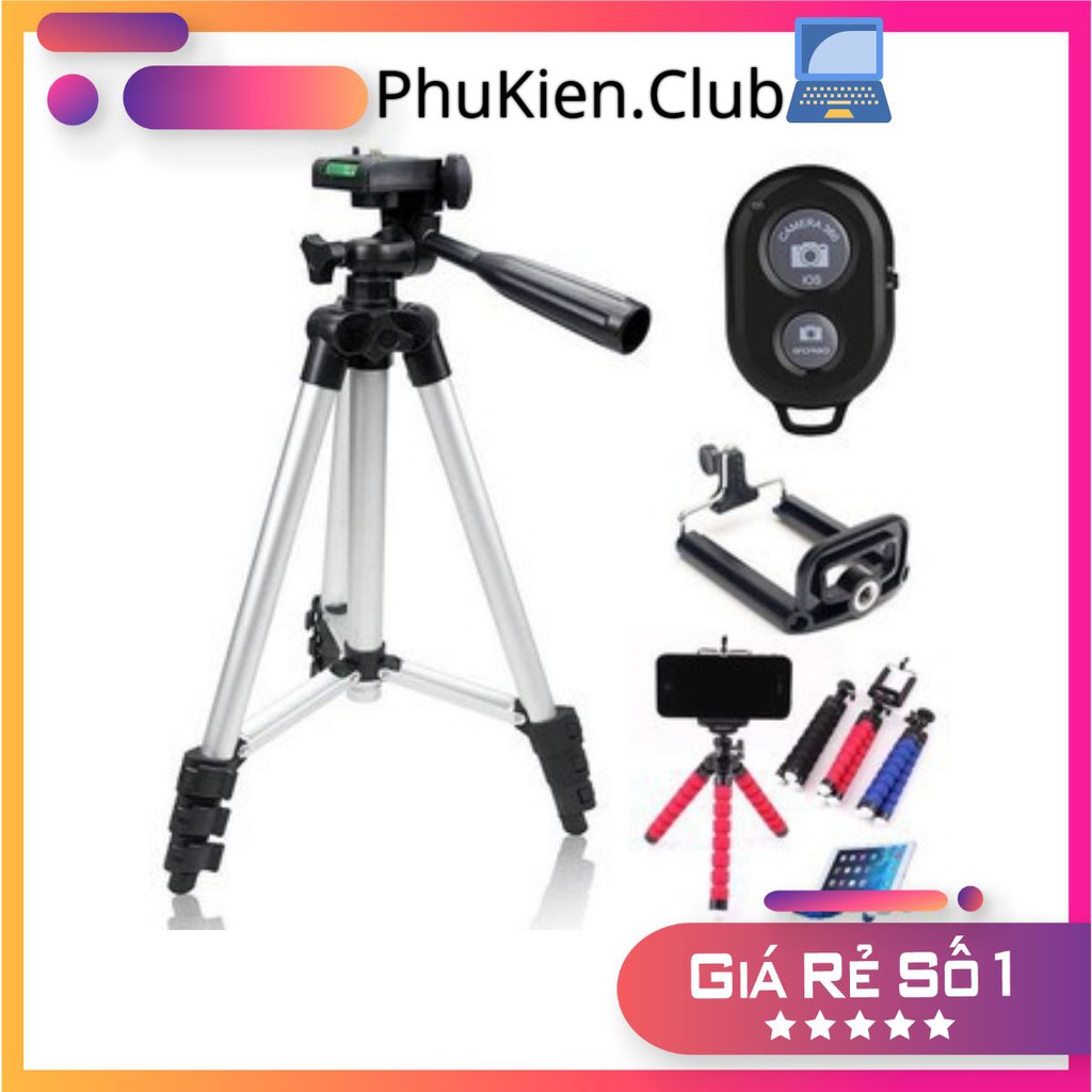 (Combo) Tripod Chụp Hình mã 3110 + Tripod Bạch Tuộc Xốp + Điều Khiển Chụp Ảnh
