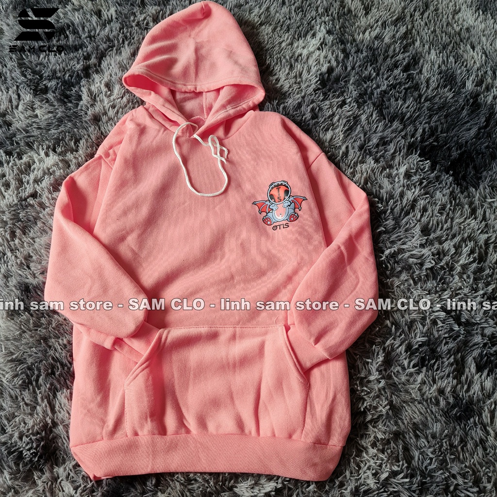 Áo khoác nỉ nữ SAM CLO hoodie chui có mũ NỈ 1 LỚP tay dài thu đông freesize dáng unisex in hình stitch OTIS