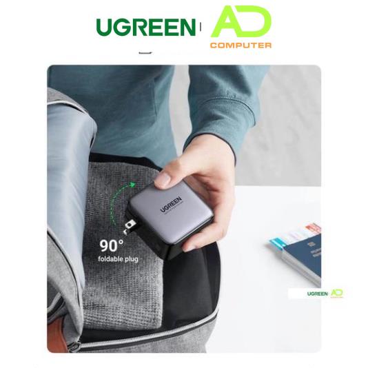 Củ sạc nhanh 100W UGREEN 40737 Chuẩn sạc nhanh PD, QC 3.0 - Sạc được cho laptop - Hàng phân phối chính hãng