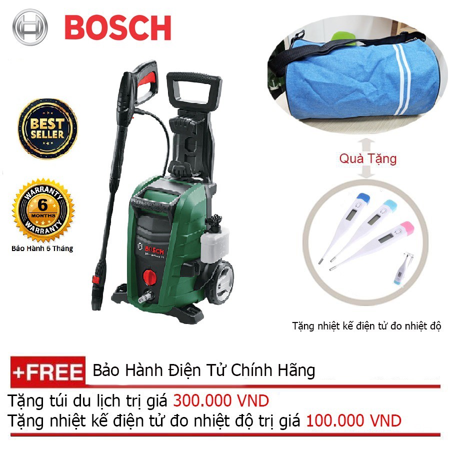 (Hàng chính hãng) Máy phun xịt rửa xe áp lực cao Bosch AQT125 + Quà tặng áo mưa