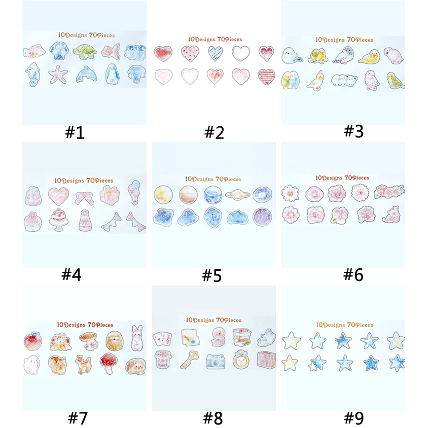 Set 60 Sticker Dán Trang Trí Xinh Xắn Phong Cách Hàn Quốc