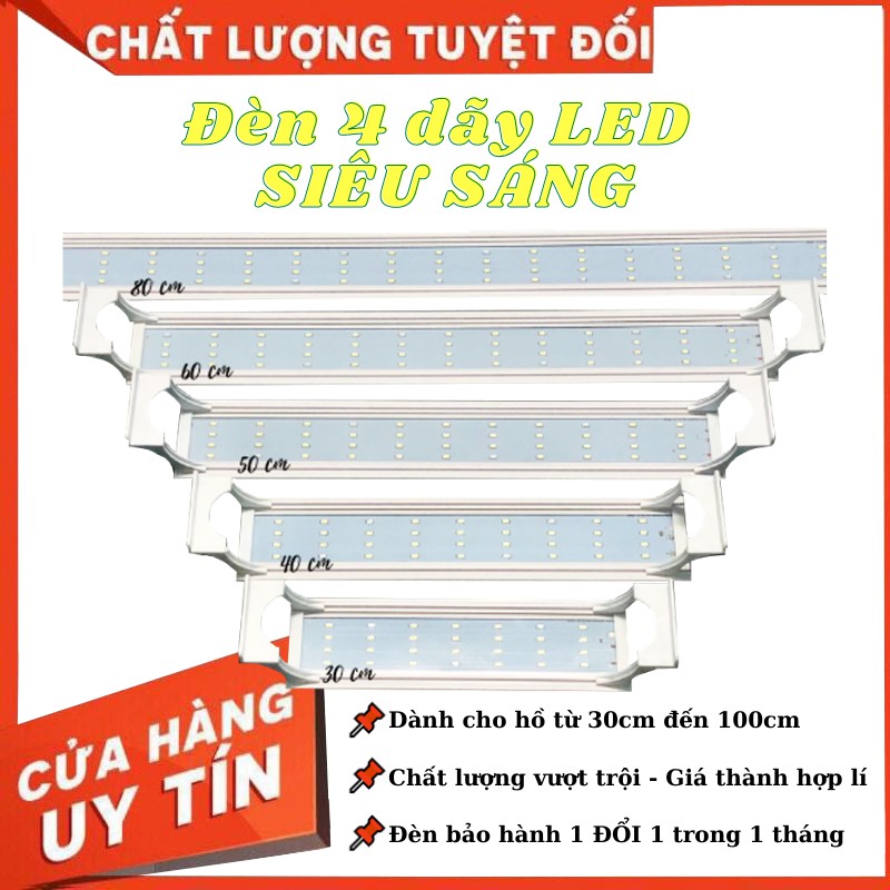 Đèn hồ cá 30 - 80cm dành cho hồ cá , hồ thủy sinh 50 - 80cm với 4 hàng LED siêu sáng siêu tiết kiệm