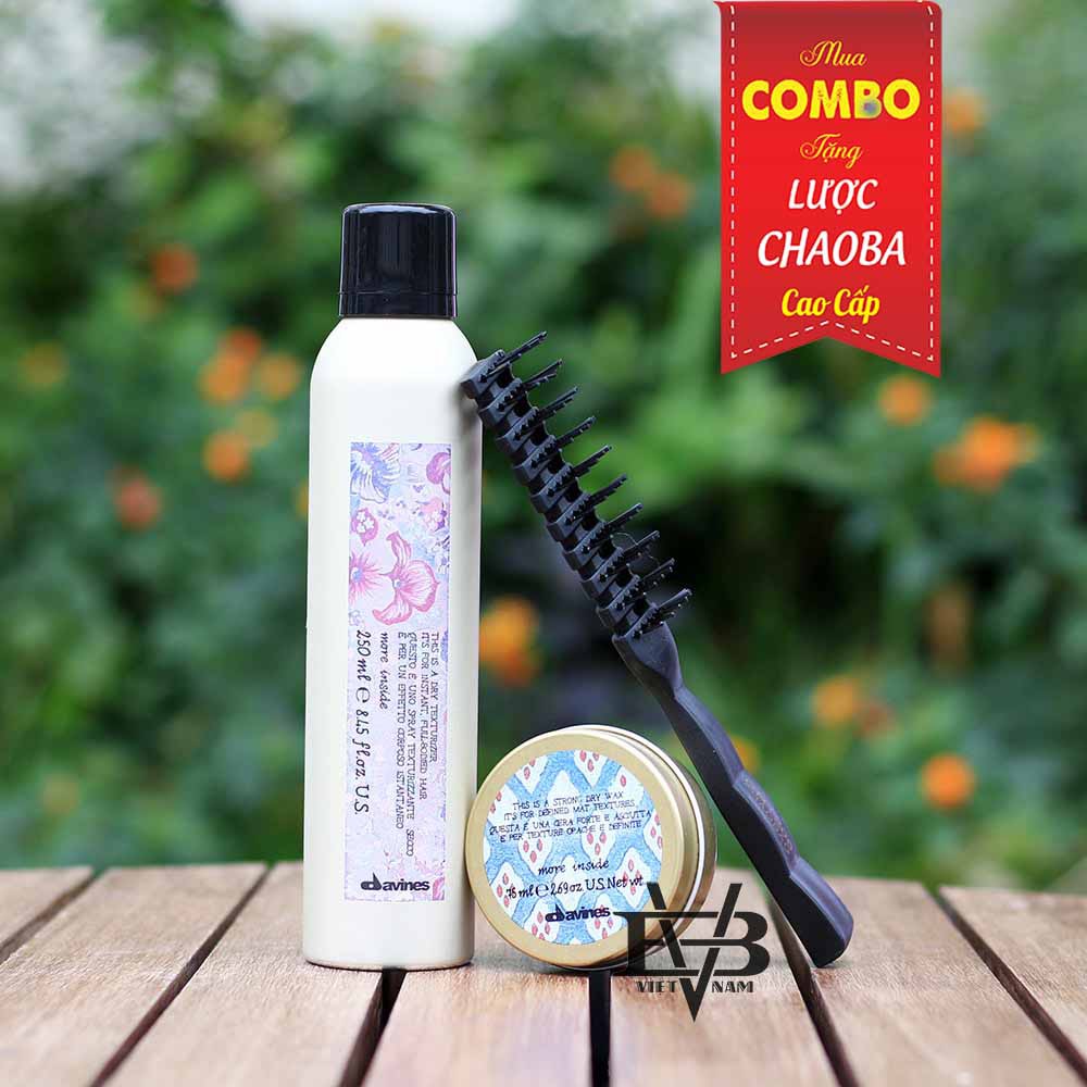 [CHÍNH HÃNG - BYVILAIN SHOP TPHCM] Combo gôm xịt davines 250ml + Sáp vuốt tóc Davines Strong Dry Wax 75ml + Tặng lược