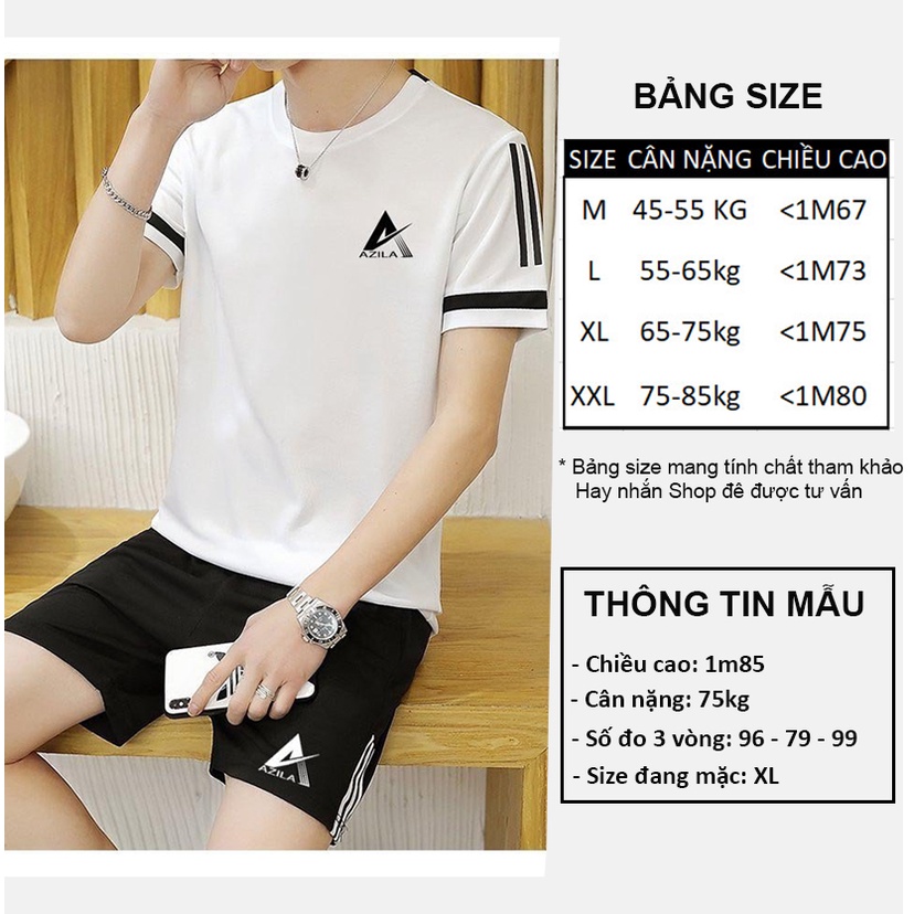 [Mã LTBAUAB13 giảm 7% đơn 99K] Bộ Thể Thao Nam Azila Kẻ Sọc Vai - Chất Liệu Cá Xấu cotton Thấm Hút Mồ Hôi