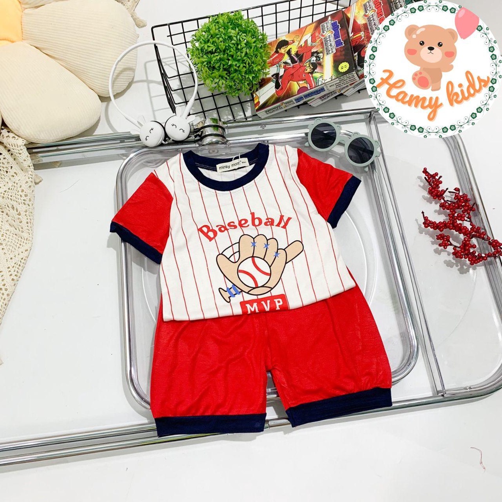 Bộ Cộc Tay Bé Trai Bé Gái Minky Mom Chính Hãng Thun Lạnh Hình in Đồng Phục Bóng Chày Trẻ Em 0-5 Tuổi Dưới 20kg- Hamykids