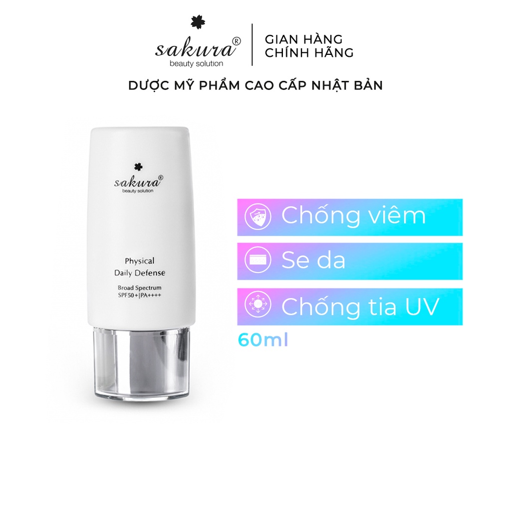 Kem chống nắng dạng nhũ tương Sakura Physical Daily Defense SPF 50+ PA++++  60g - Kem chống nắng | TheFaceHolic.com