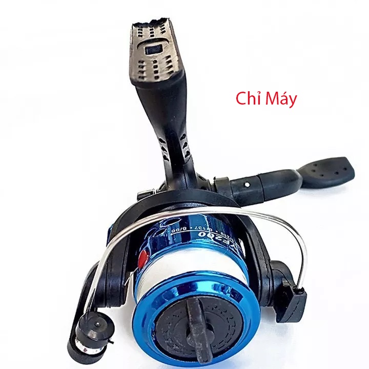 Bộ cần câu máy cần câu 2 khúc đặc kèm + máy câu 200 cuốn sẵn cước + full set phụ kiện BCC06