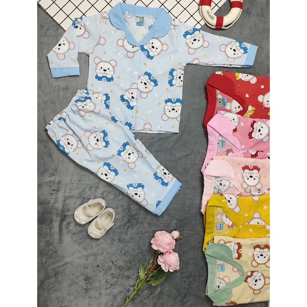 ( họa tiết ngẫu nhiên) Bộ lụa pijama bé gái