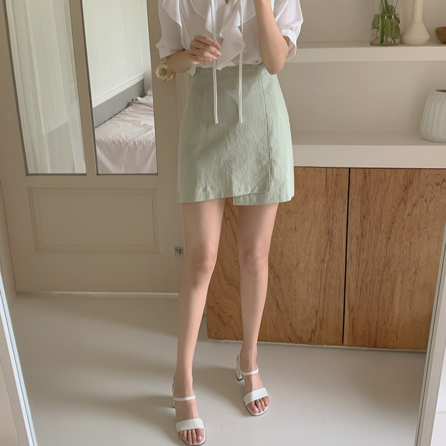 Chân váy chữ A lưng cao xinh xắn kiểu dáng đơn giản thời trang cho nữ 34615