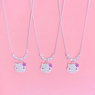 Vòng cổ bạc kitty cho né gái, dây chuyền kitty đính đá dễ thương trang sức bạc ta Minh Thoa Silver