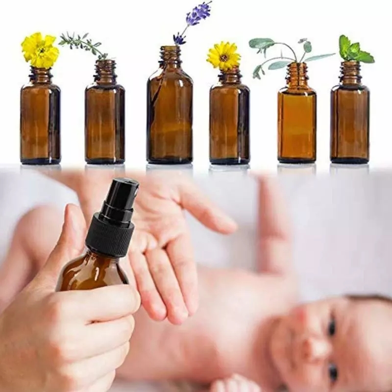 [Hàng mới về] Chai xịt rỗng bằng thủy tinh màu vàng hổ phách dung tích 5-100ml