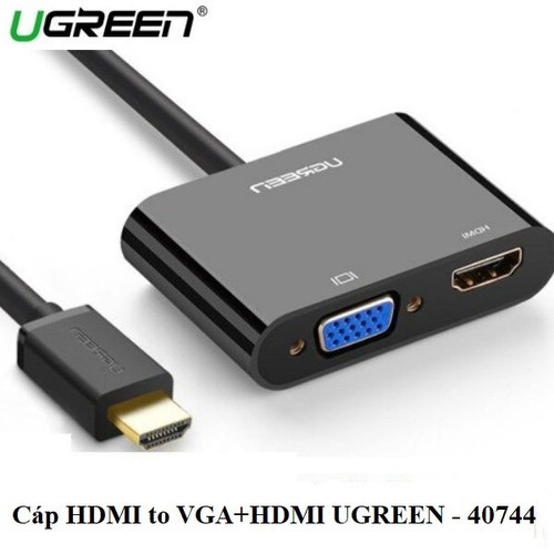 Cáp HDMI To HDMI/VGA + Audio 3.5mm Ugreen 40744 (Nguồn Micro USB 5V) - Hàng chính hãng
