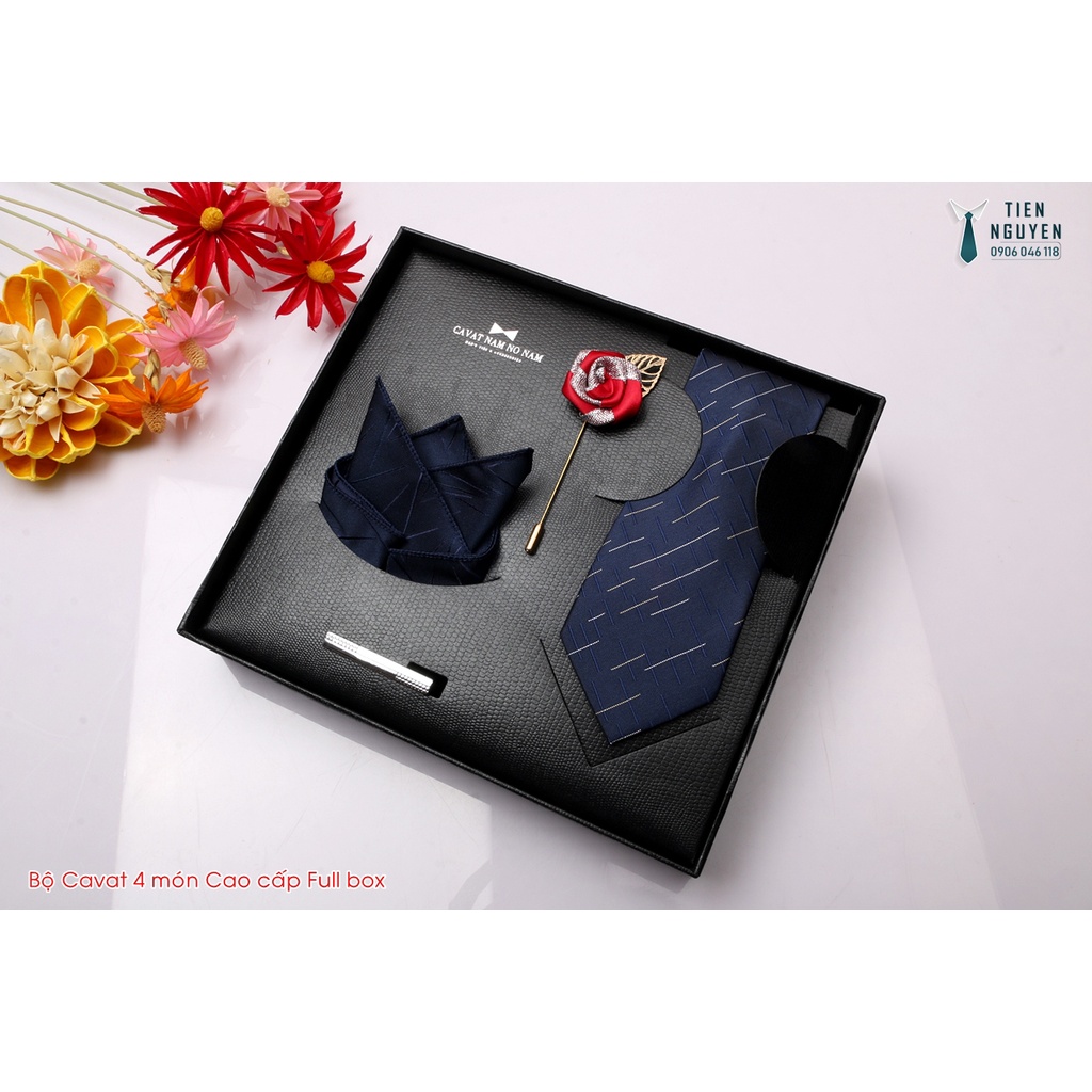 [ QUÀ TẶNG ] Cavat Bộ Cao Cấp Hàn Quốc 4 món Phụ Kiện - Full box kèm túi xách, xanh đen