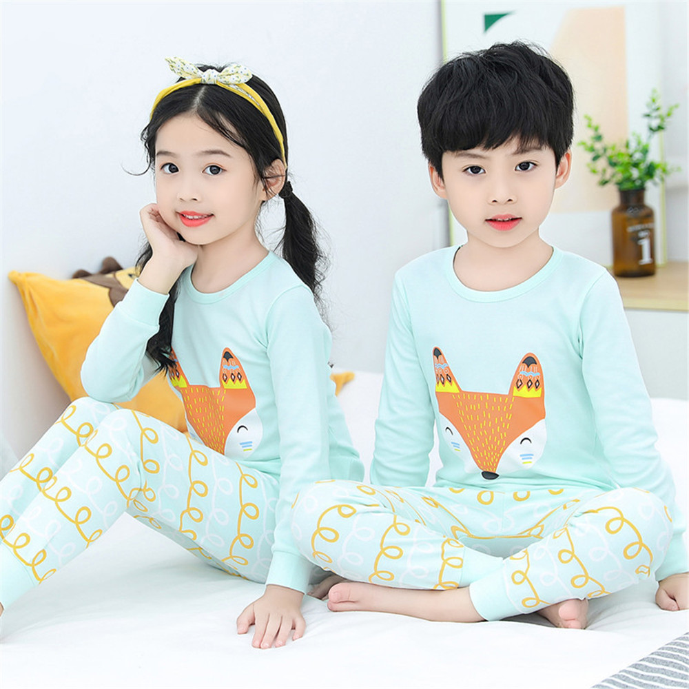 FOX Bộ Đồ Ngủ Pijama Vải Cotton In Hoạt Hình Cáo Gấu Đáng Yêu Cho Bé