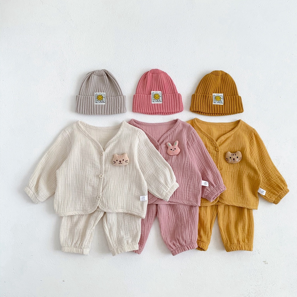 Bộ Đồ Ngủ Tay Dài + Quần Dài Vải Cotton Mềm Mại Thời Trang Xinh Xắn Dành Cho Bé