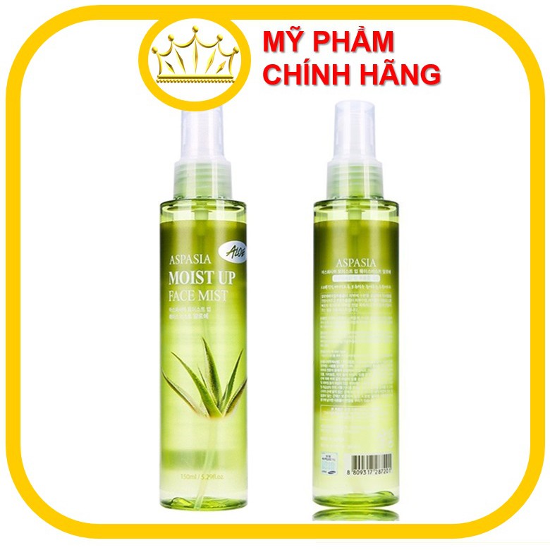 (CHÍNH HÃNG) Xịt khoáng lô hội Aspasia Moist Up Face Mist Hàn Quốc 150ml khoáng nha đam dưỡng trắng da