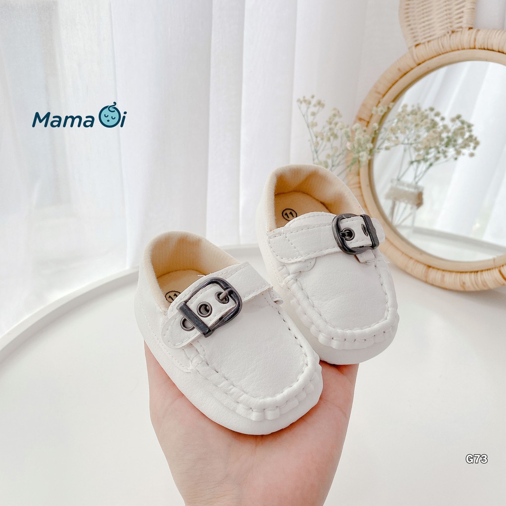 Giày da trắng dày lười chất da màu trắng thời trang, phong cách cho bé tập đi của Mama Ơi - Thời trang cho bé