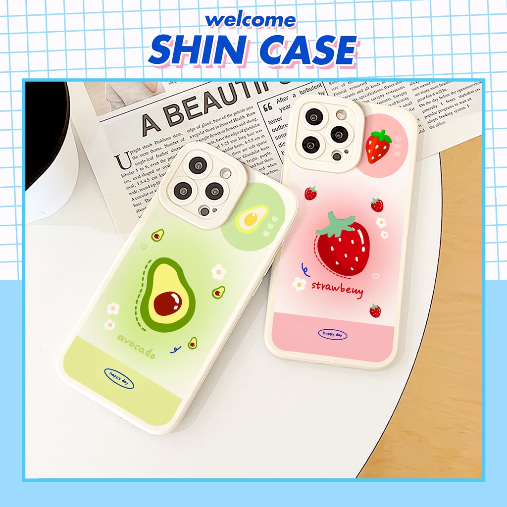 Ốp lưng iphone Happy Fruit cạnh vuông 6/6plus/6s/6splus/7/7plus/8/8plus/x/xs/11/12/13/14/pro/max/promax/plus/shin/case