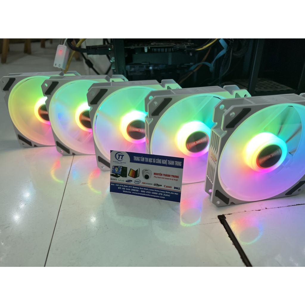 Quạt Tản Nhiệt, Fan Led RGB Coolmoon Y2 Có Điều Tốc PWM - Led Sync Main 3 Pin 5v Bộ Hub Coolmoon P-ARGB PWM