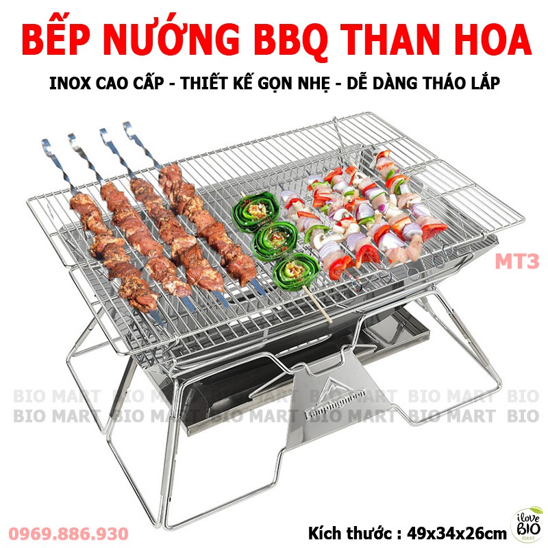 Bếp nướng than hoa BBQ không khói cao cấp MT3 – Bếp nướng gấp gọn du lịch, dã ngoại ngoài trời - BIO194