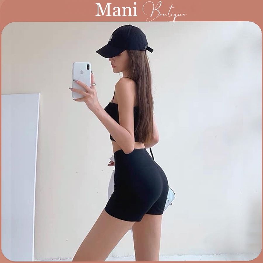 Quần đùi nữ kiểu quần short nữ dance lưng cao co dãn Black Short vải thun Biker short dáng ngắn nữ mùa hè năng động