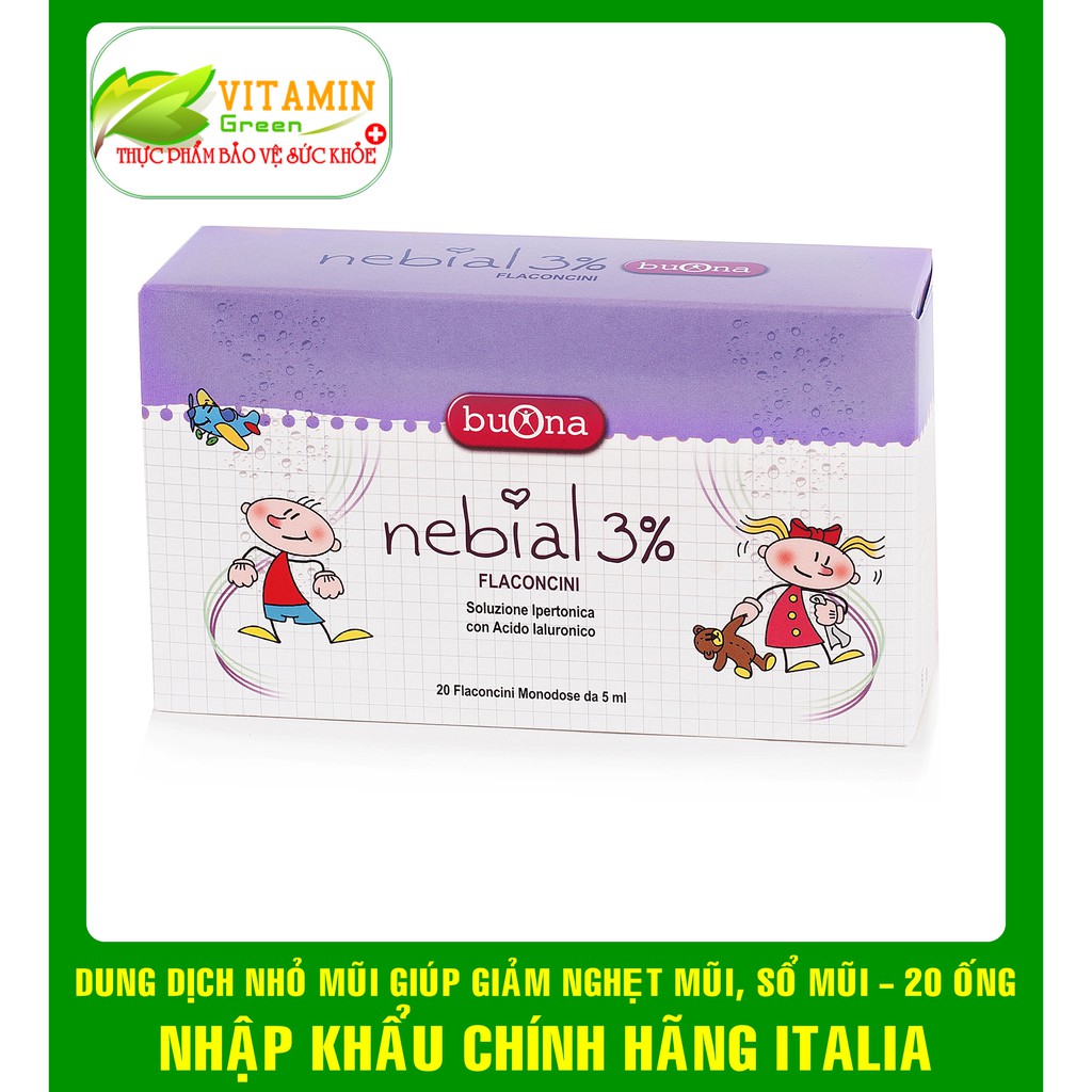 DUNG DỊCH NHỎ MŨI BUONA NEBIAL 3% FLACONCINI  20 ỐNG | NHẬP KHẨU CHÍNH HÃNG ITALIA