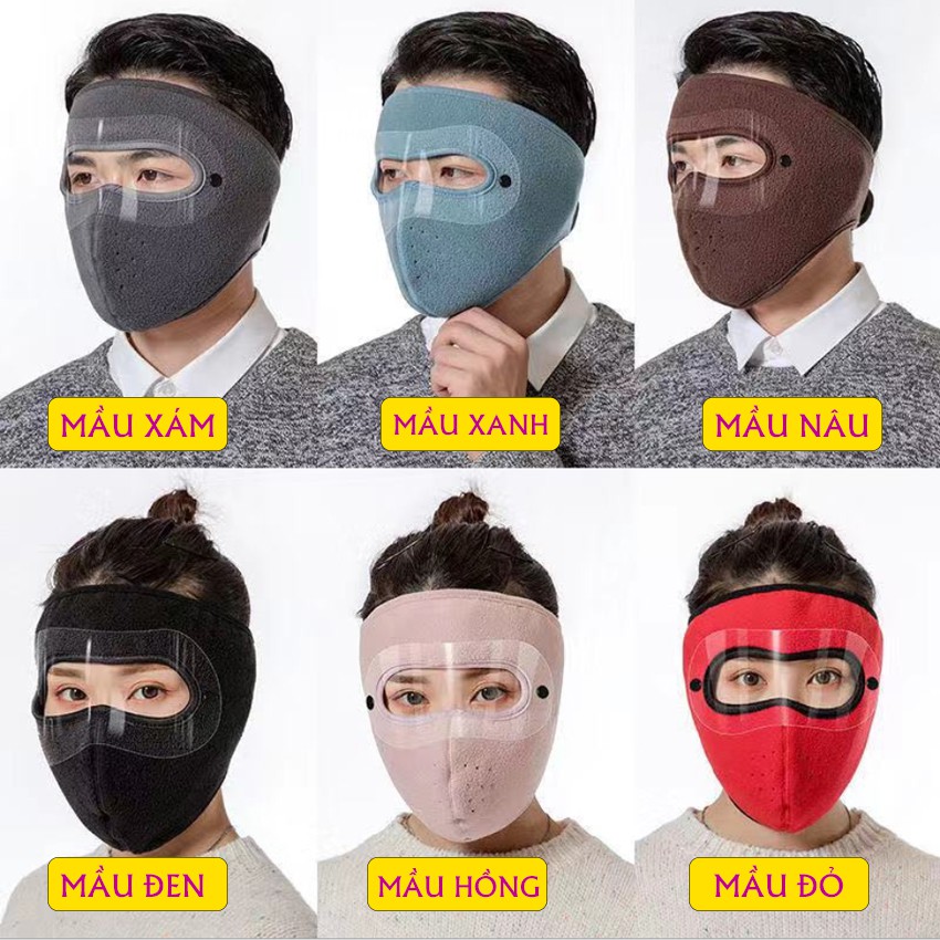 Khẩu Trang Ninja Nin Ja Nam Nữ Vải Nỉ Che Kín Mặt Mắt Chống Bụi Chống Nắng Chống Rét Có Kính KTN01KHNX - Freshstore