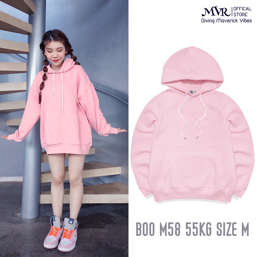 ÁO KHOÁC HOODIE TÚI TRƠN vải da cá cao cấp chống nắng màu hồng trắng kem đen xám form rộng basic unisex nam nữ MVR