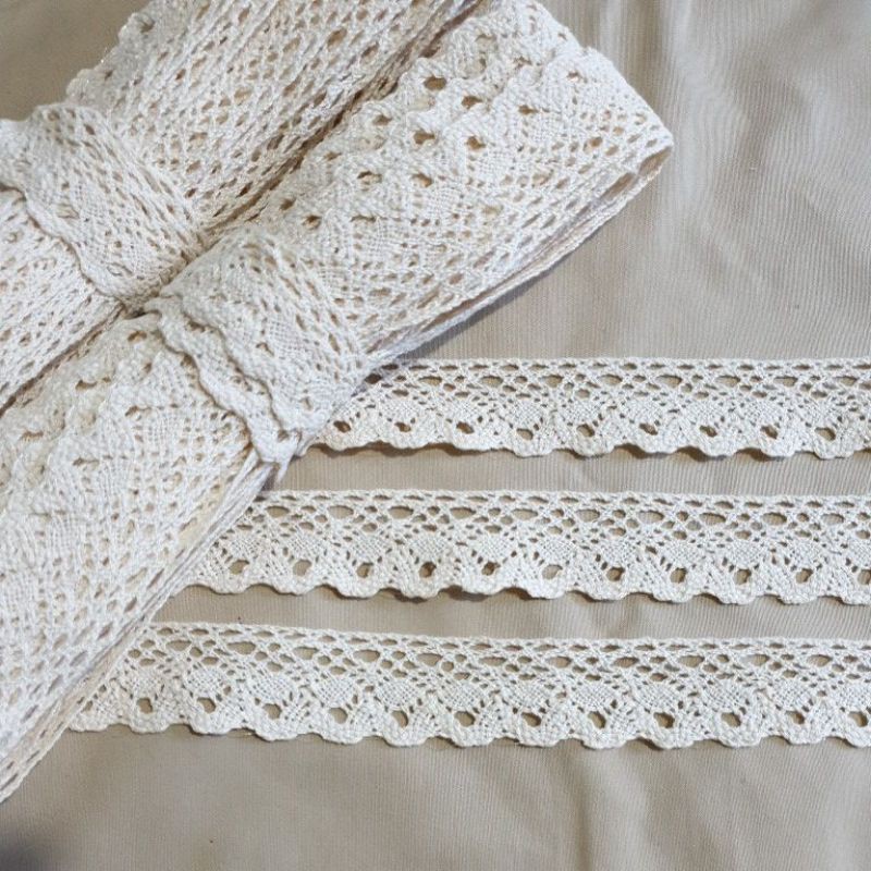 10m ren cotton bản 3cm trắng ngà
