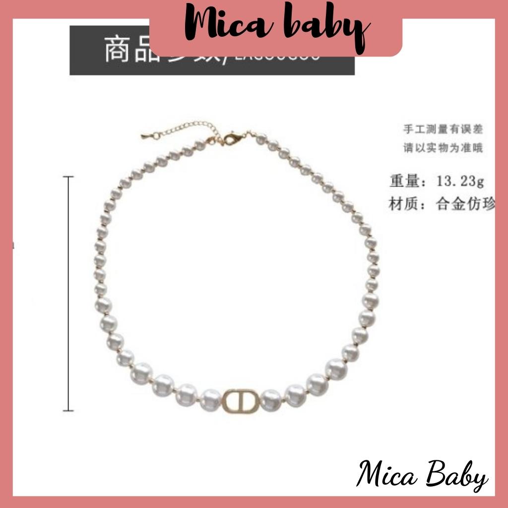 Vòng cổ ngọc trai nhân tạo chocker  chữ CD cao cấp cho nữ Mica baby KT16