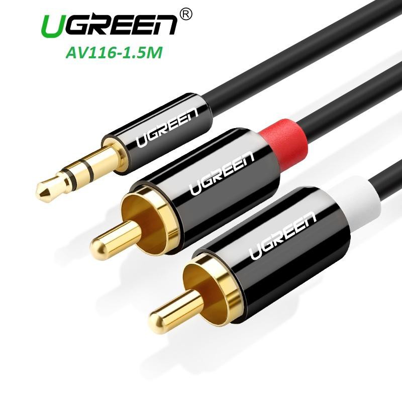 Dây Audio 3.5mm ra 2 đầu RCA (Hoa sen) UGREEN AV116 - Hàng chính hãng