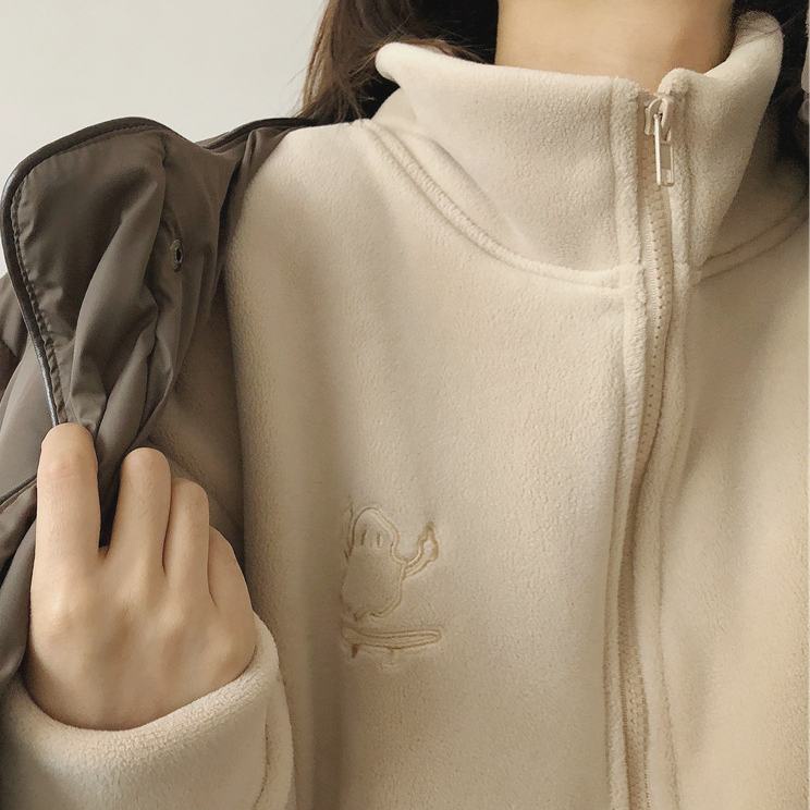 Áo khoác tay dài may bằng vải len cashmere giữ ấm vào mùa đông đơn giản đa năng cho nữ có dây kéo nhiều màu