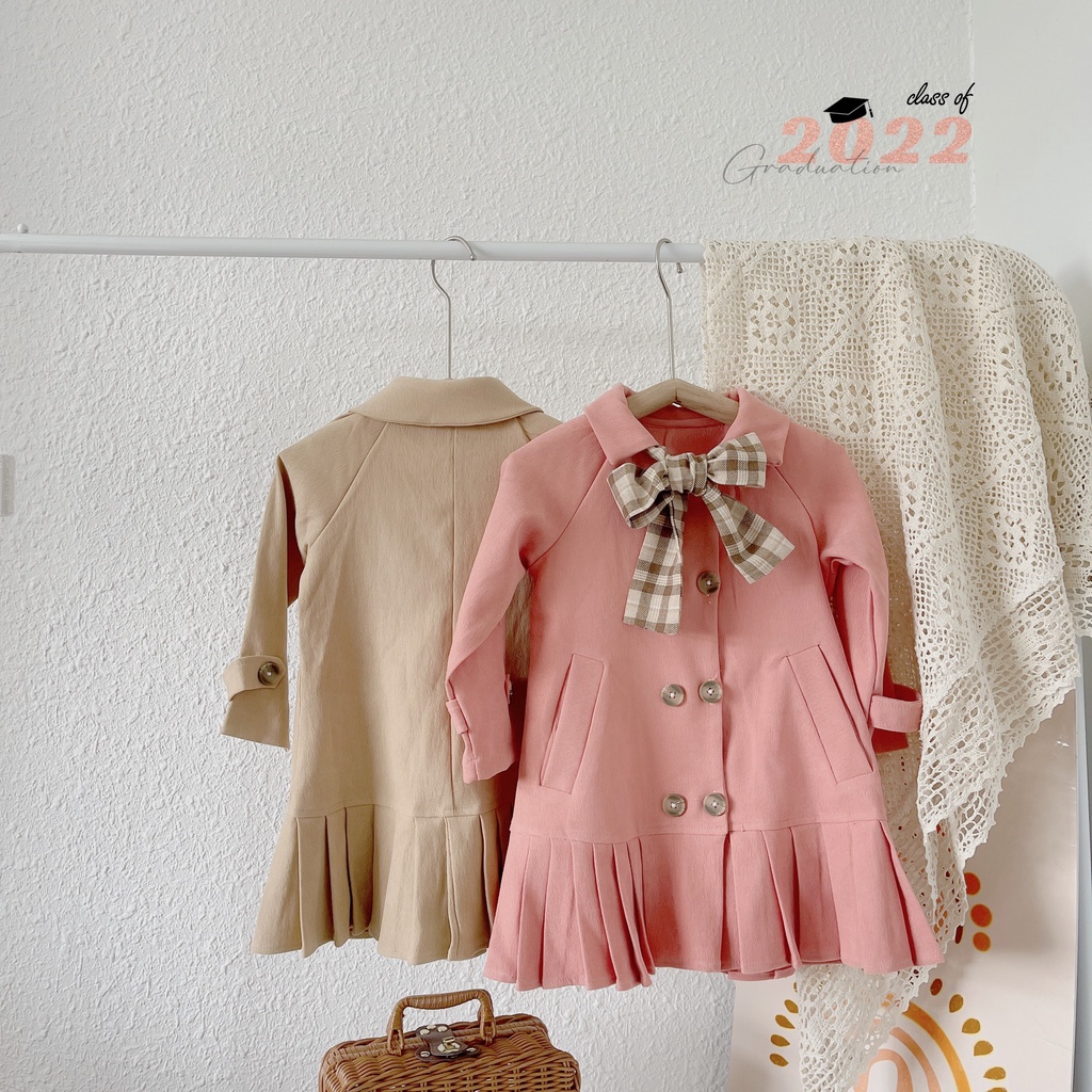 Áo khoác dáng váy dài size nhỡ cho be 12-35 kg (2-9 tuổi) (mã 139)- Chất nhung tăm mỏng vừa