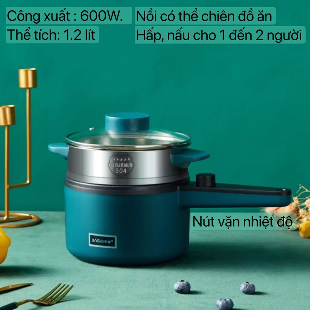 Nồi nấu mini đa chức năng tất cả trong một nồi lẩu điện nhỏ thiết bị gia dụng gia đình ký túc xá lẩu, chiên điện 1.2 lít