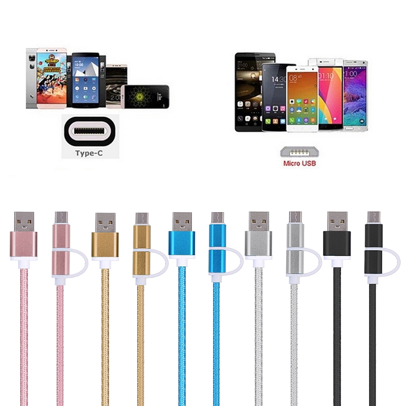 Dây cáp sạc nhanh có 2 giá cắm Micro USB và Type-C tiện dụng